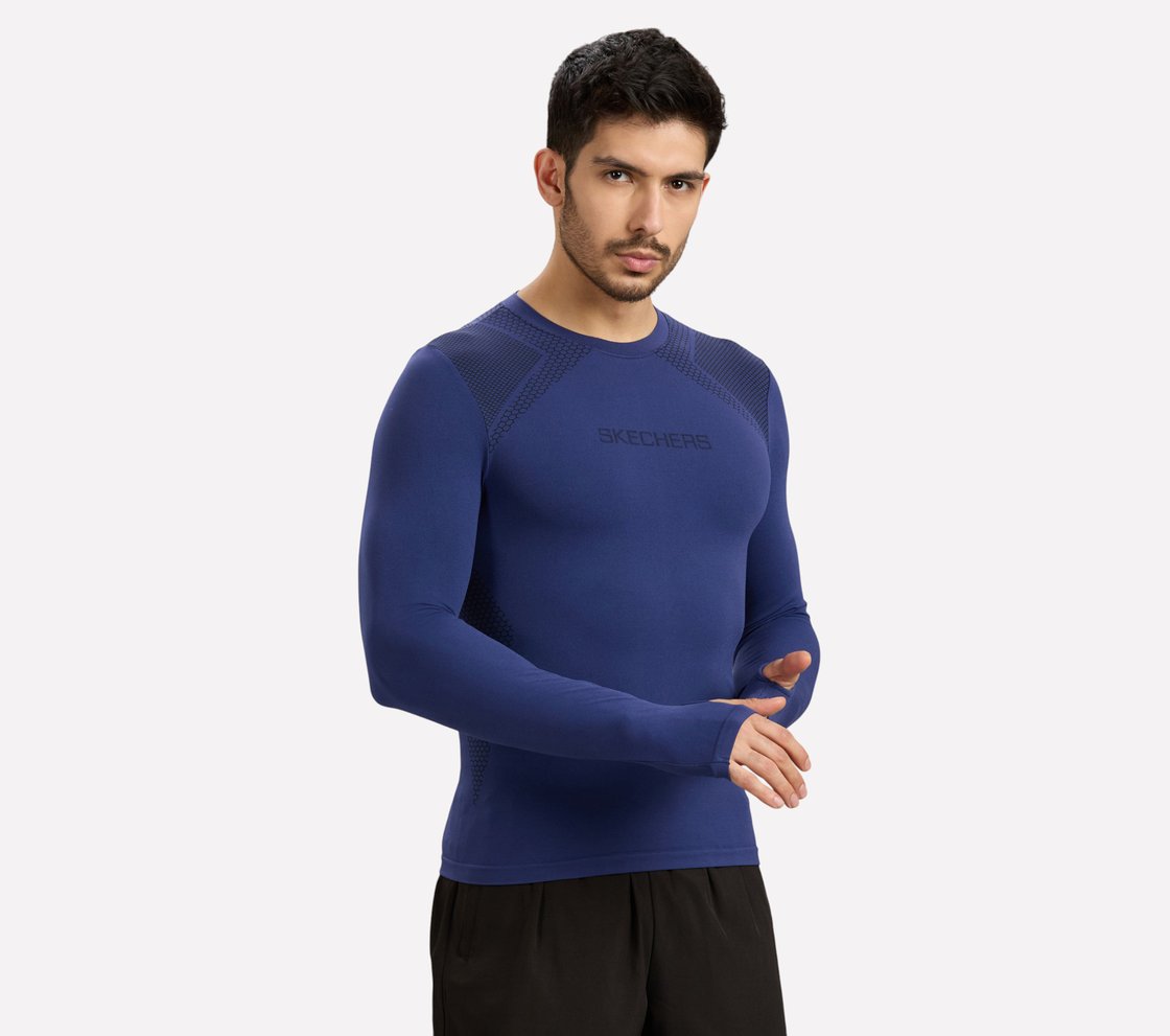 COMPRESSION RUNNER TEE, LT. BLUE/YELLOW Apparel Bottom View