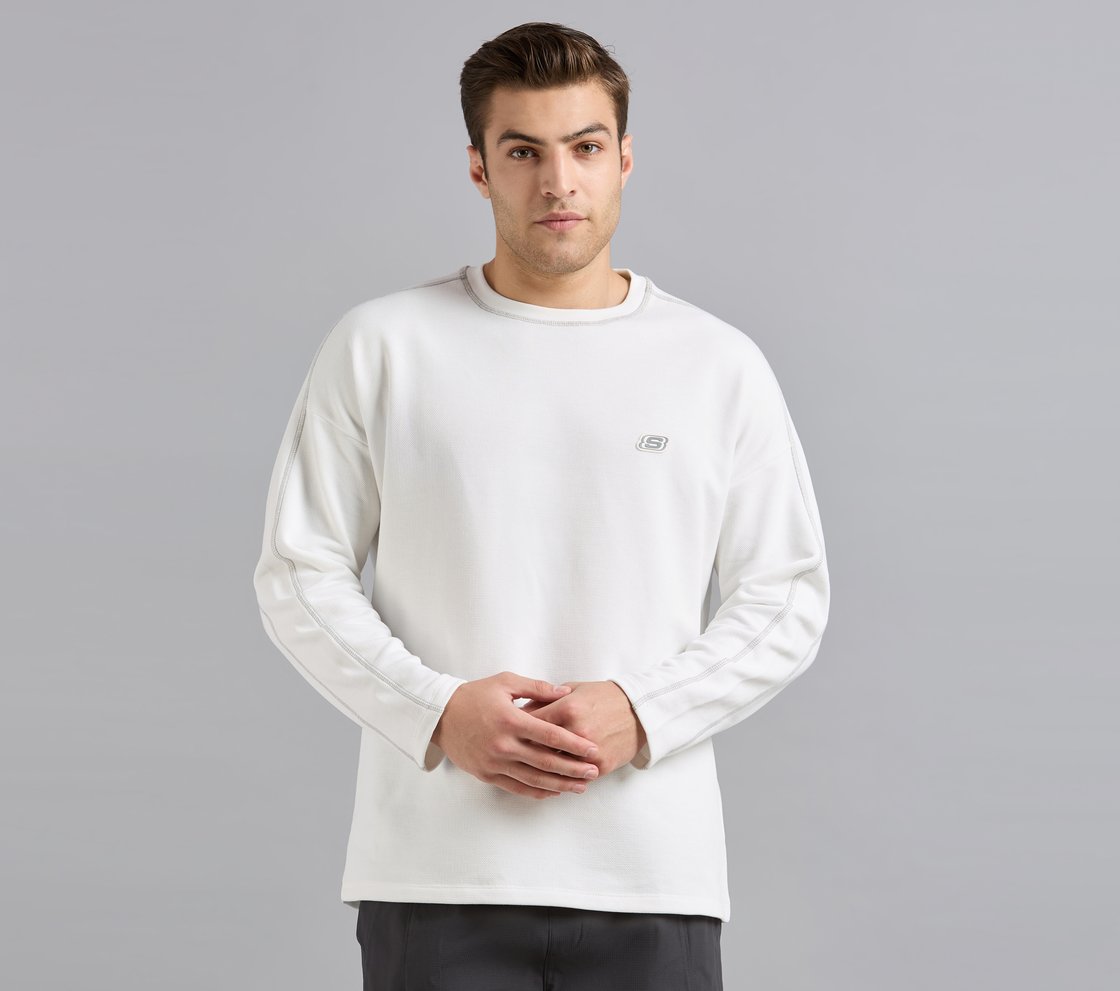 OVERSIZED CONTRAST FLATLOCK TEE, WHITE Apparel Lateral View