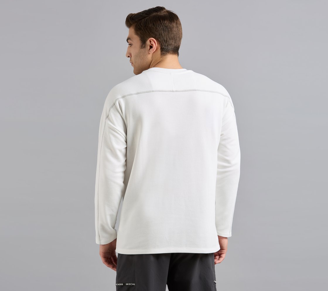 OVERSIZED CONTRAST FLATLOCK TEE, WHITE Apparel Left View