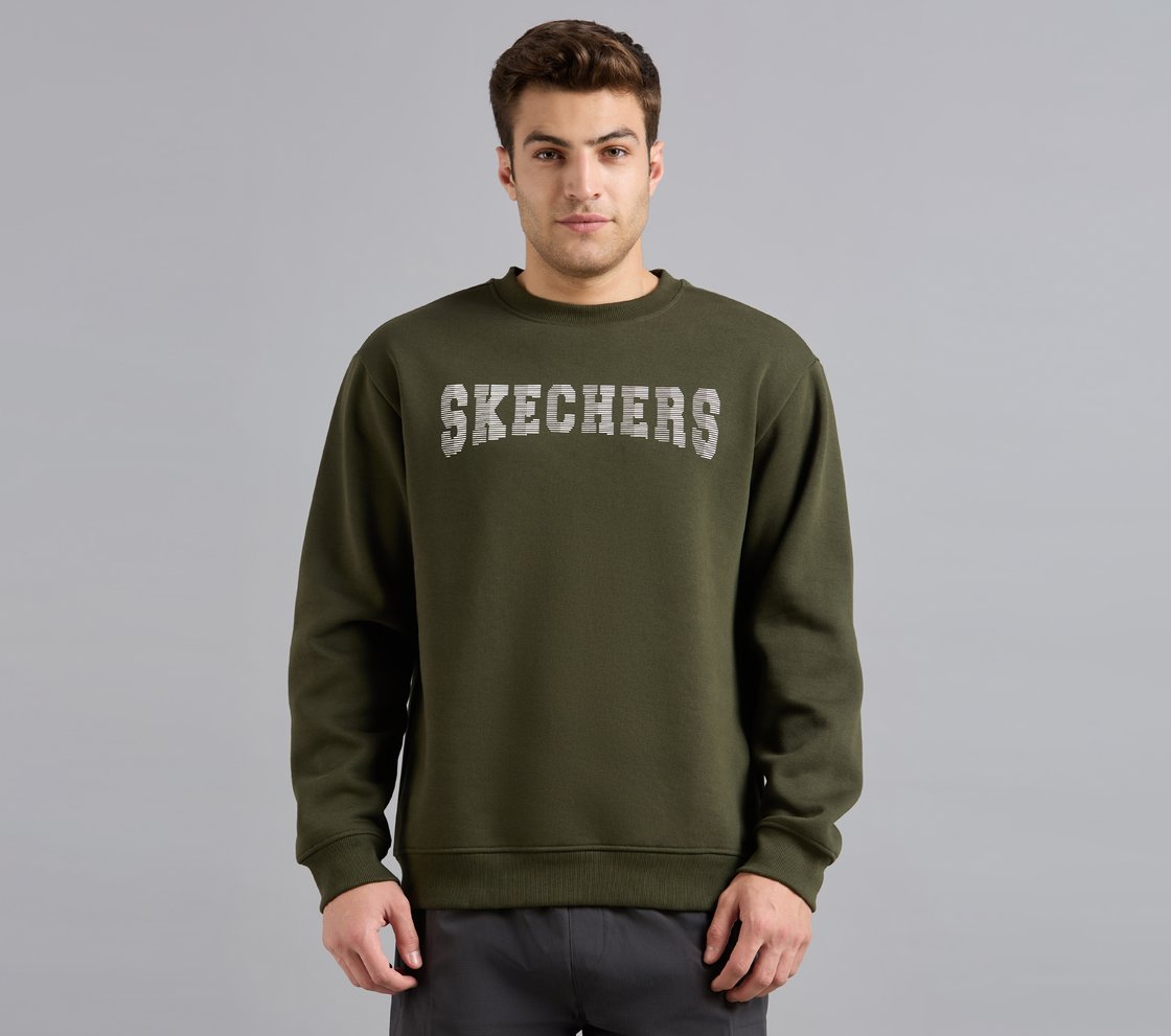 FRONT LINEAR BRANDING SWEATSHIRT, BROWN/SAGE