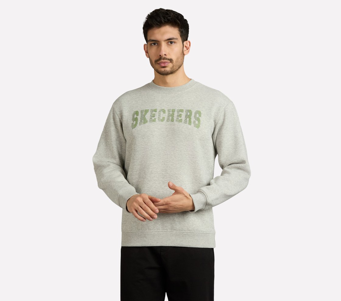 FRONT LINEAR BRANDING SWEATSHIRT, CHARCOAL/LT. GRAY Apparel Lateral View