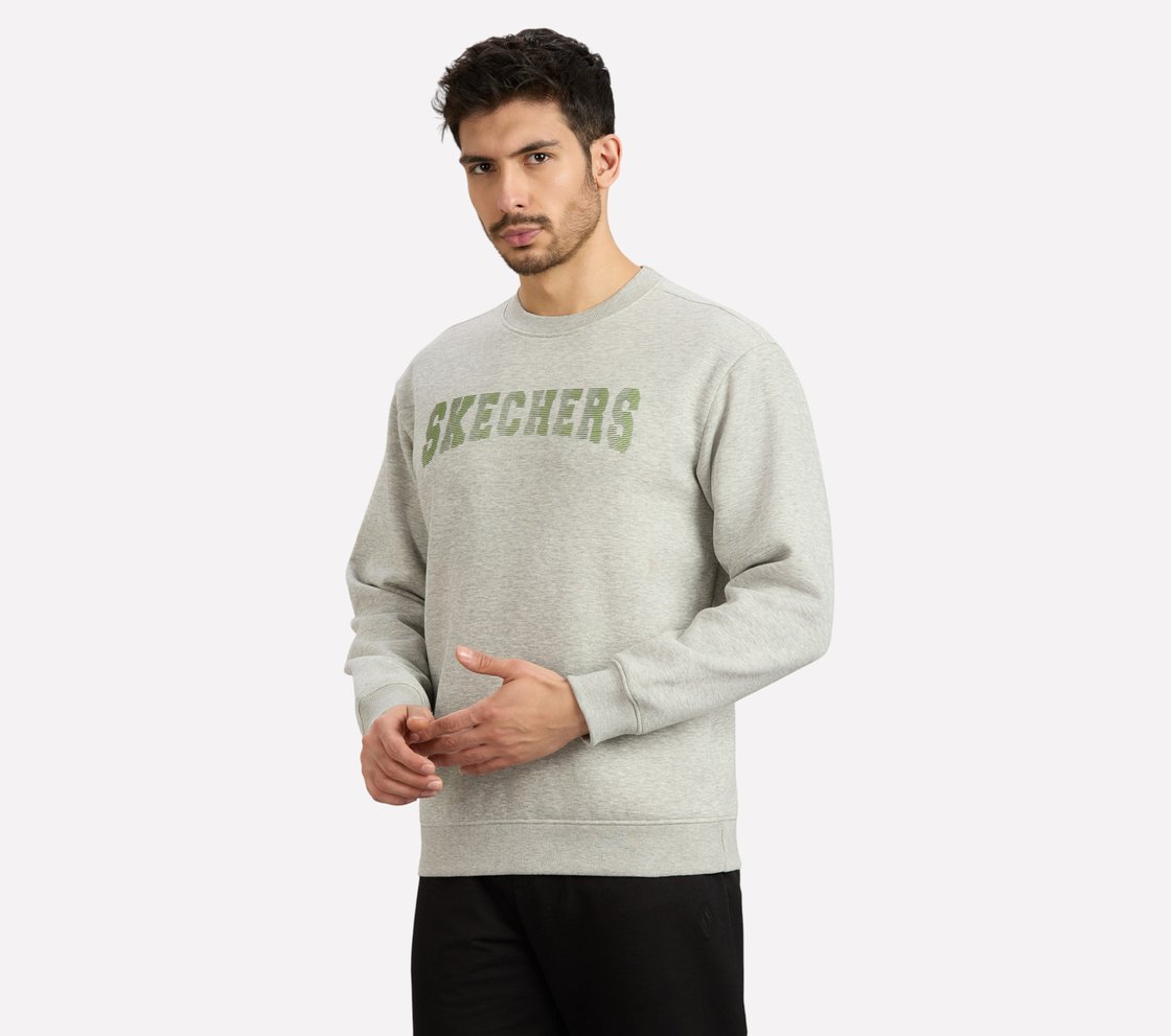 FRONT LINEAR BRANDING SWEATSHIRT, CHARCOAL/LT. GRAY Apparel Top View
