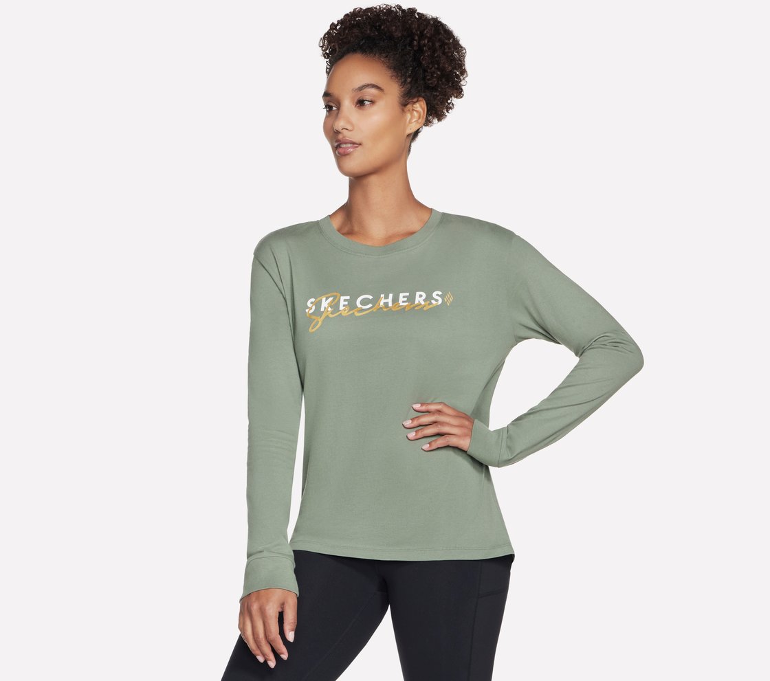 SKECHERS SIGNATURE LONG SLEEVE, LIGHT GREEN