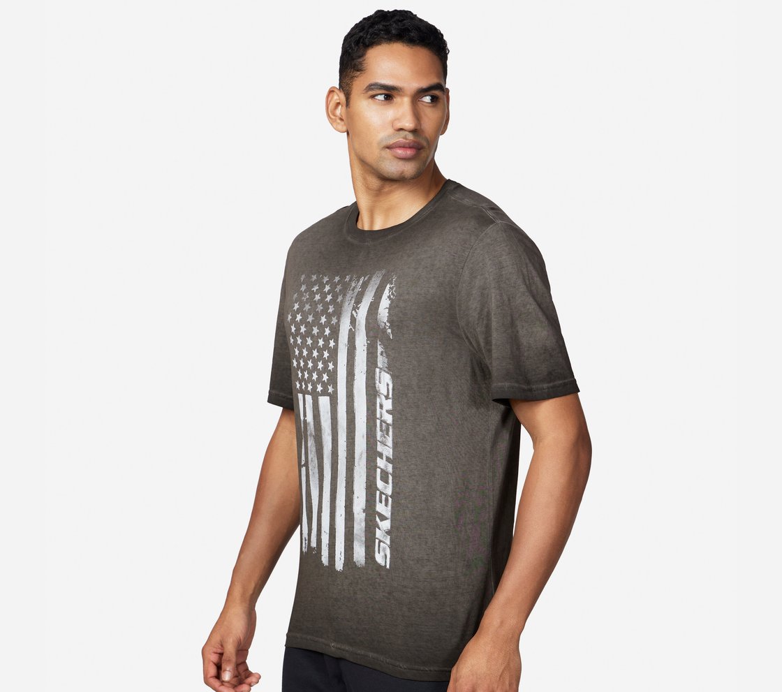 SKECH DYE FLAG T-SHIRT, BBBBLACK Apparel Top View