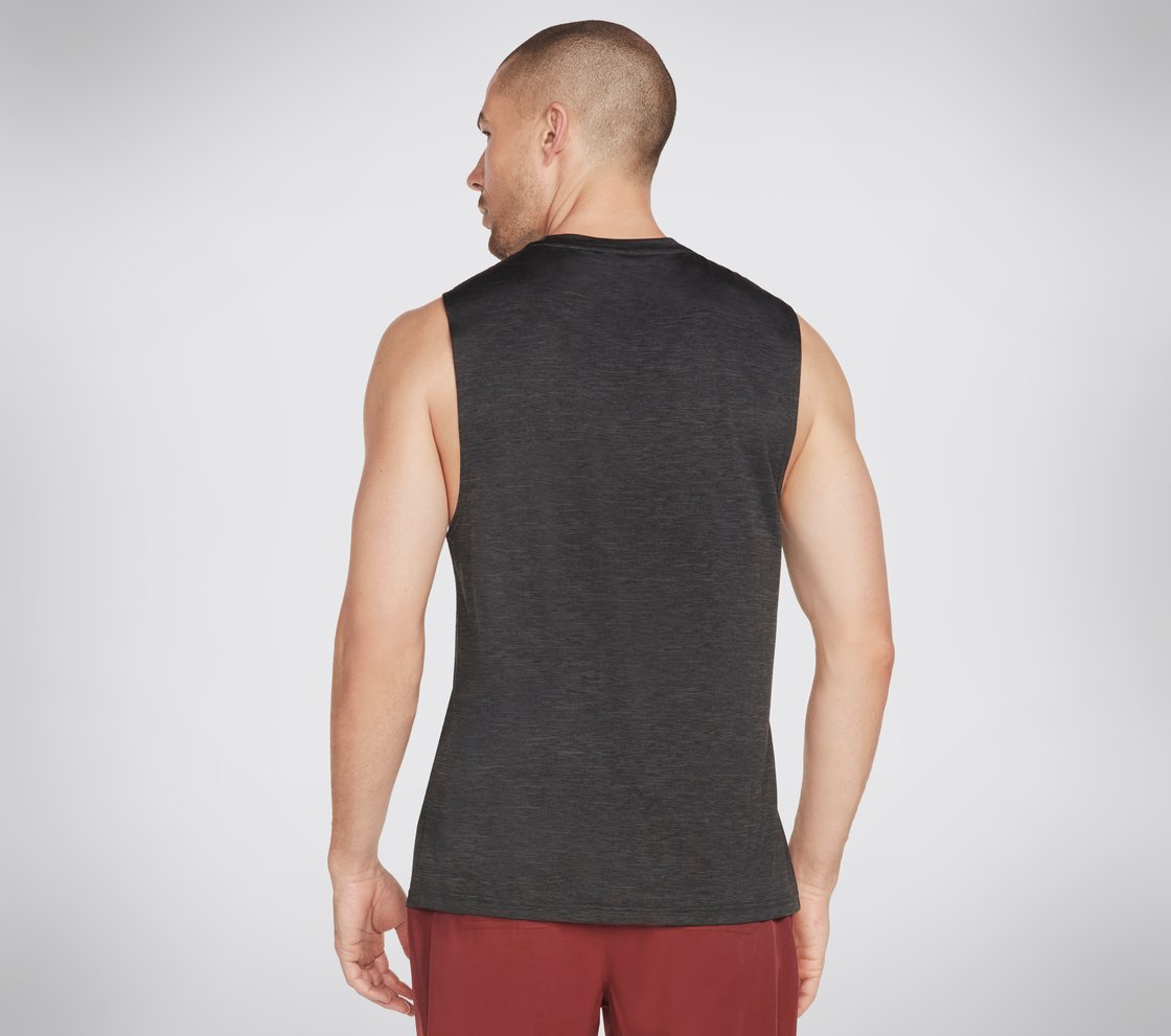 ON THE ROAD MUSCLE TANK, BLACK/CHARCOAL Apparel Top View
