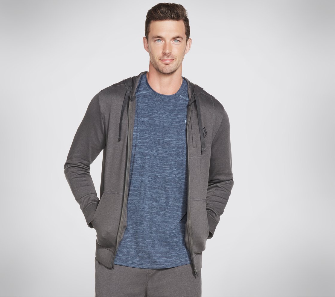 GOKNIT PIQUE FZ, CCHARCOAL Apparel Bottom View