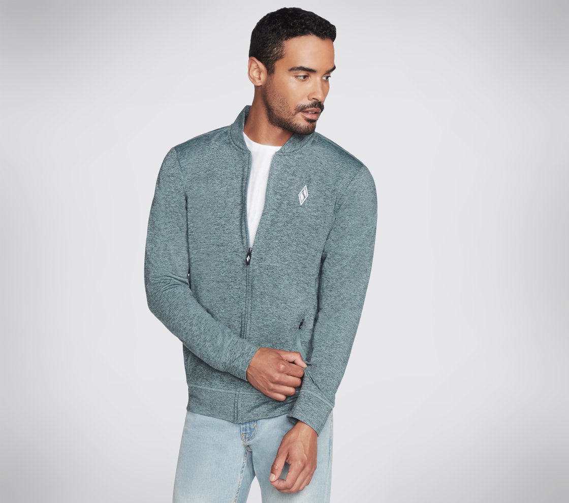 SKECH-KNITS ULTRA GO HOODLESS, TEAL/BLUE Apparel Lateral View