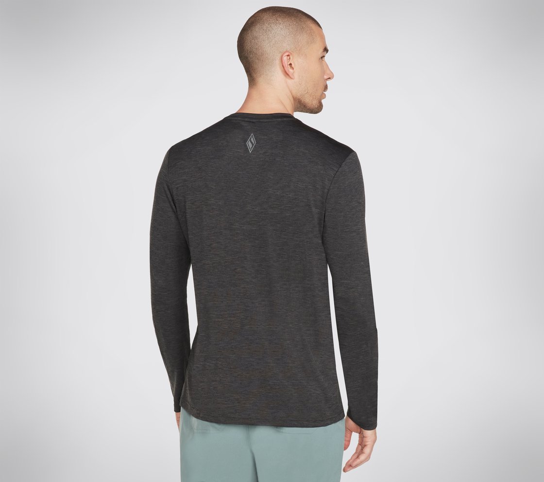 ON THE ROAD LS, BLACK/CHARCOAL Apparel Top View