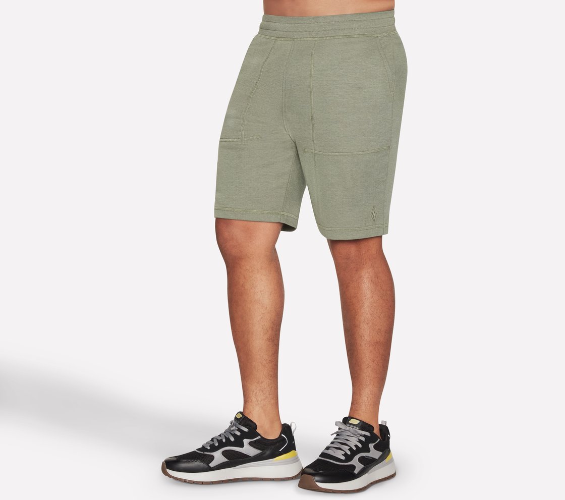 GOKNIT PIQUE 9IN SHORT, LIGHT GREY/GREEN Apparel Left View