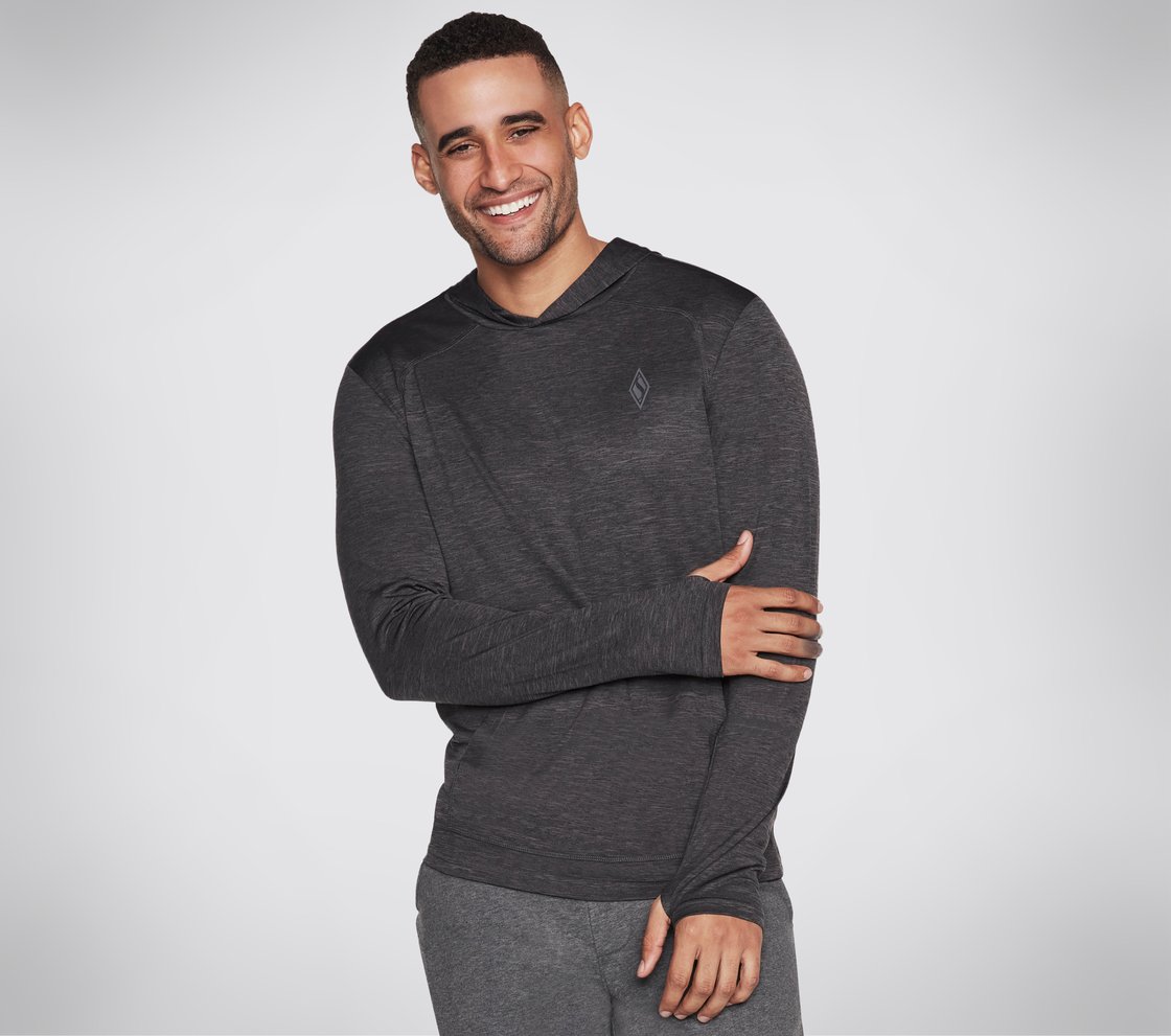 ON THE ROAD HOODED LS, BLACK/CHARCOAL Apparel Lateral View