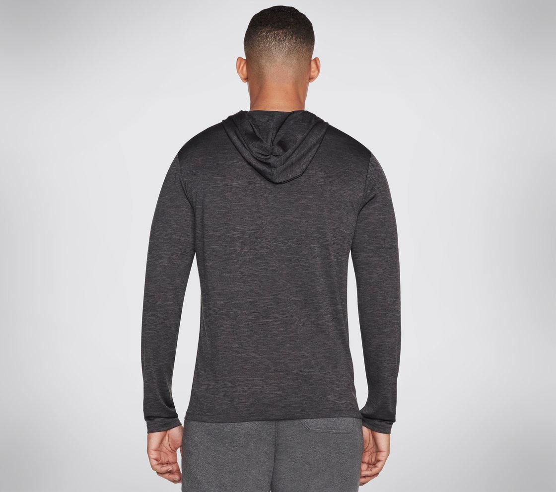 ON THE ROAD HOODED LS, BLACK/CHARCOAL Apparel Top View