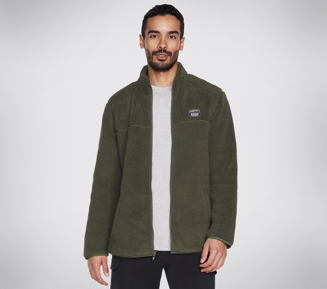 SKECHERS SHERPA JACKET, OOLIVE Apparel Lateral View