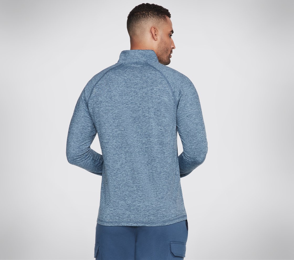 SKECH-KNITS ULTRA GO 1/4 ZIP, LIGHT BLUE/WHITE Apparel Top View