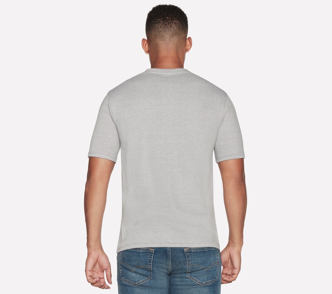 GOKNIT PIQUE S/S HENLEY, LIGHT GREY Apparel Top View