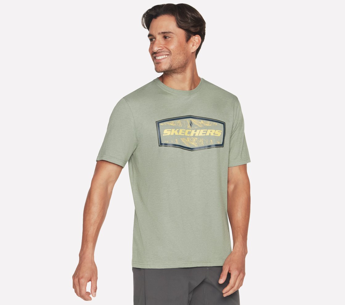 LATITUDE T-SHIRT, LIGHT GREY/GREEN Apparel Lateral View