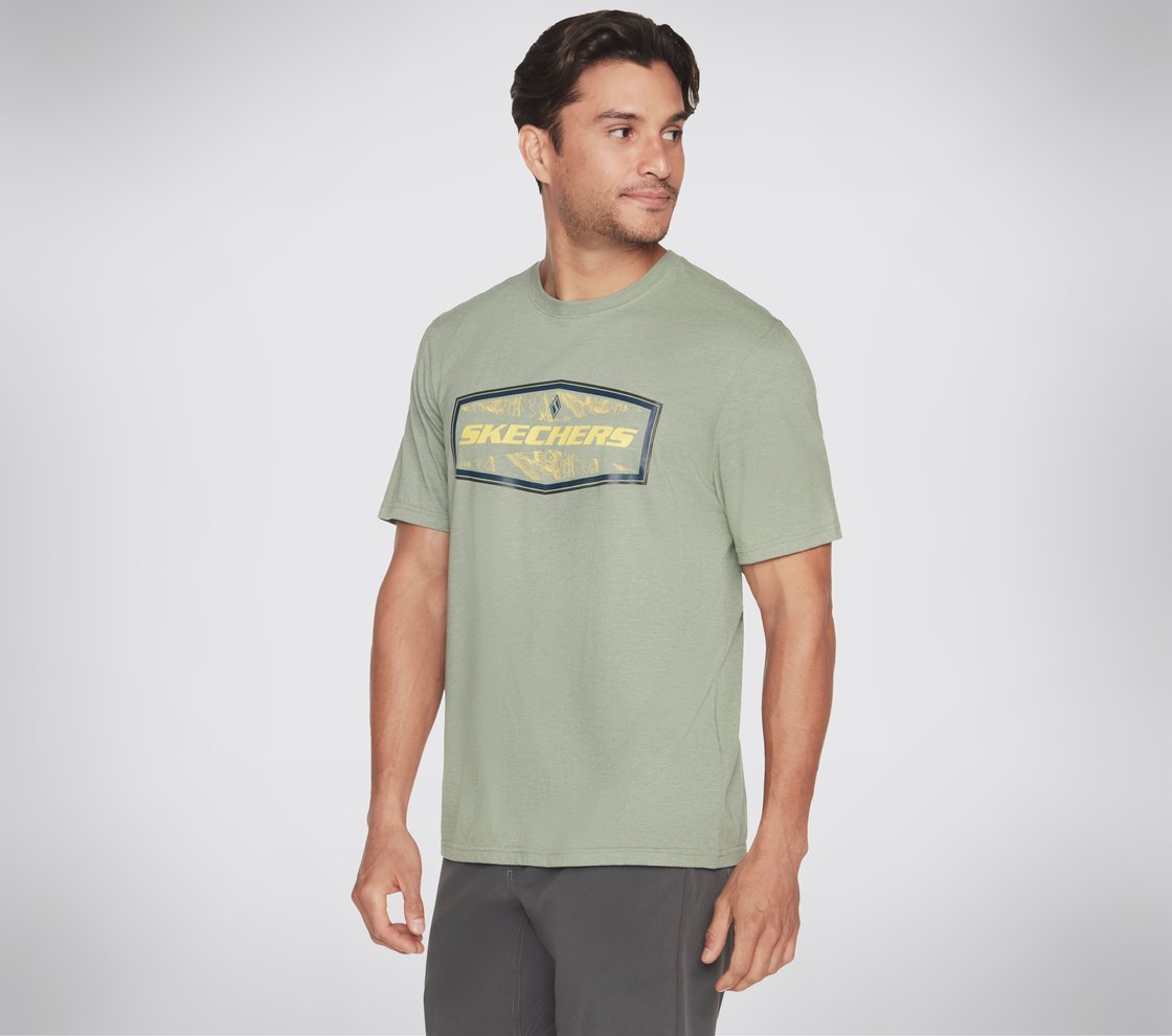 LATITUDE T-SHIRT, LIGHT GREY/GREEN Apparel Bottom View