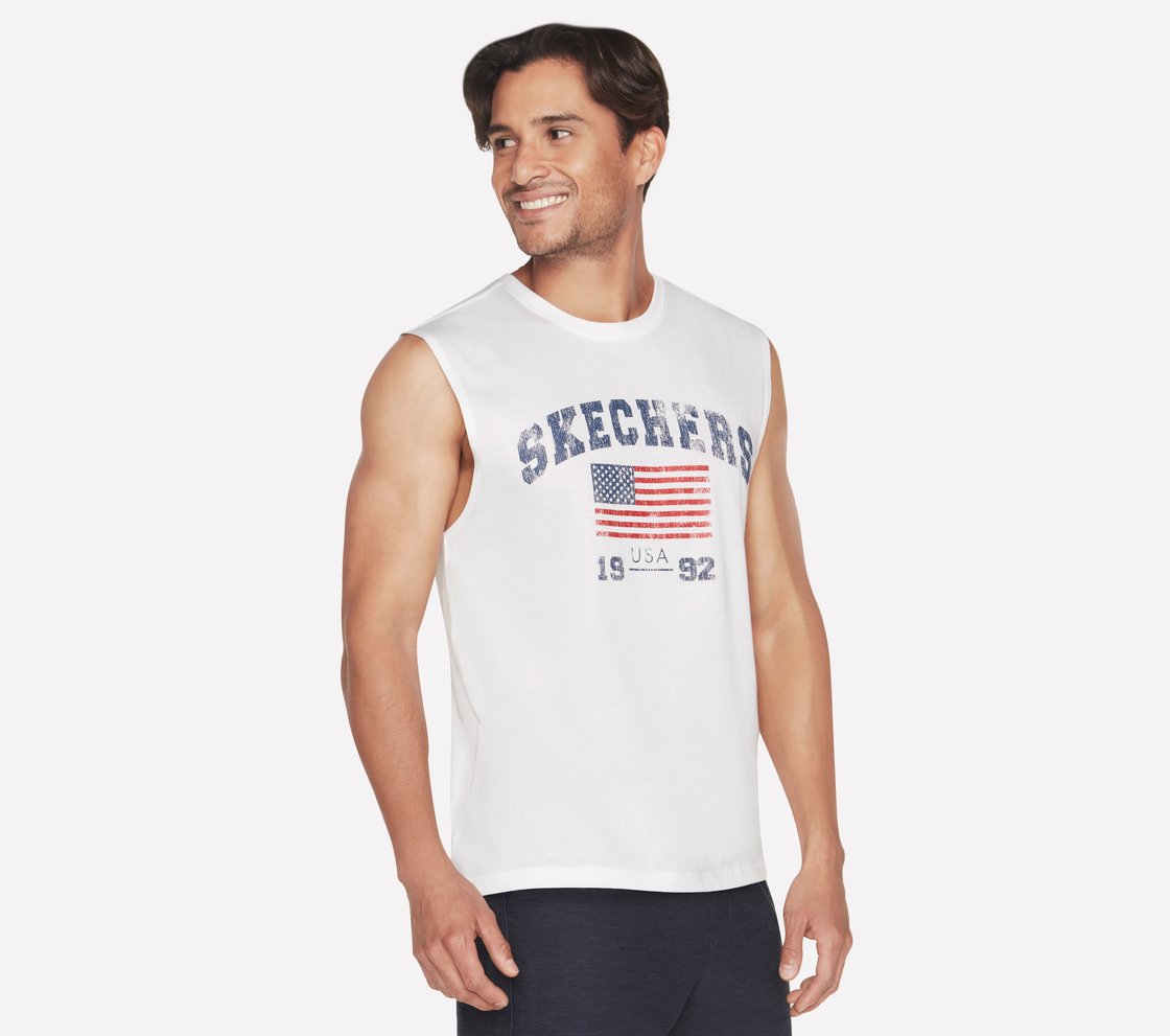 FLAG MUSCLE TANK, WWWHITE Apparel Lateral View