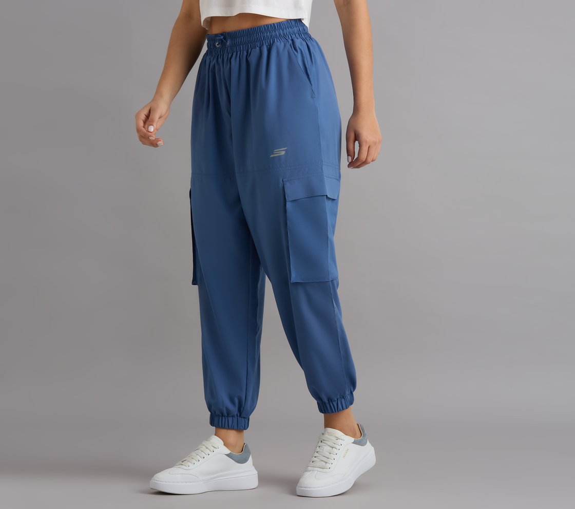 ACTIVE WOVEN JOGGER, WHITE/PERIWINKLE Apparel Top View