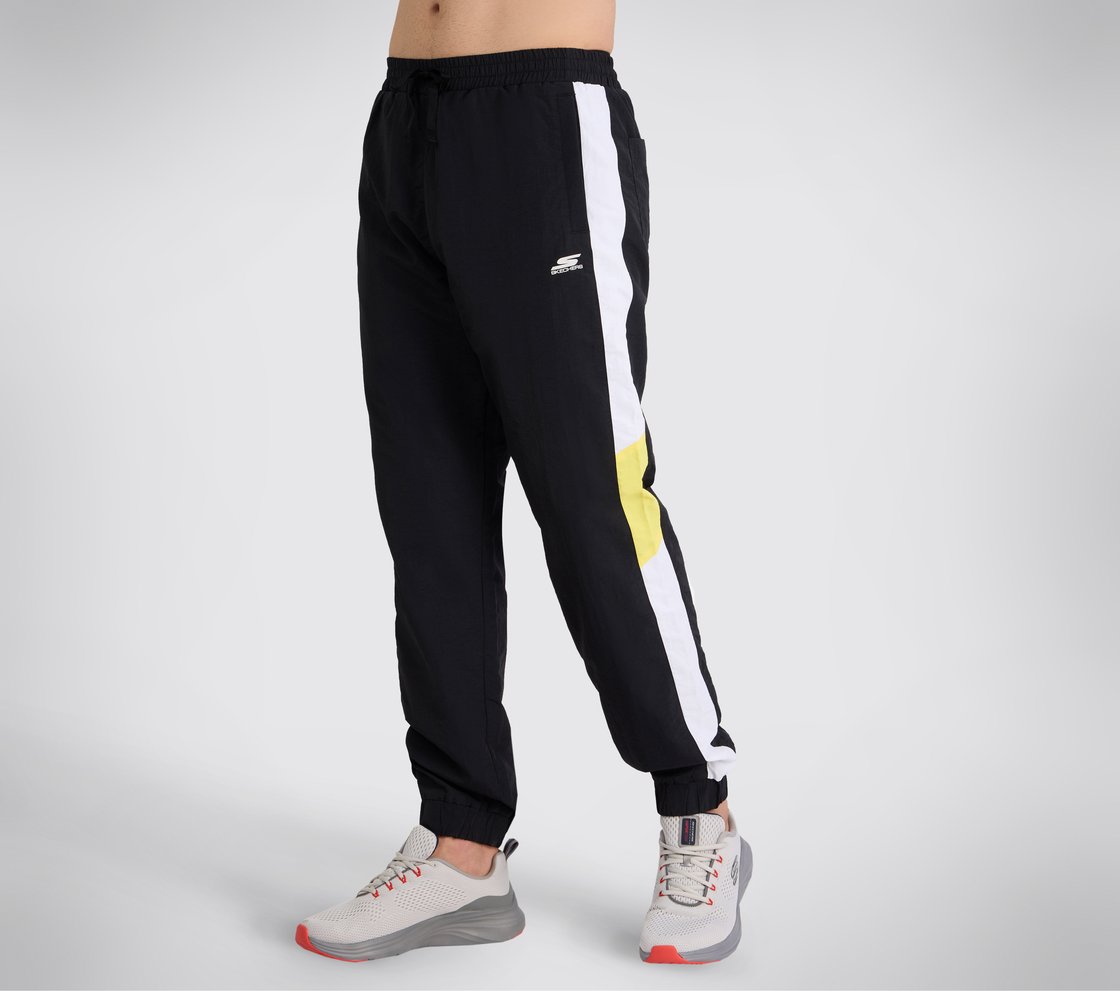 SKECHERS CUT & SEW JOGGER, WHITE/LIME Apparel Top View