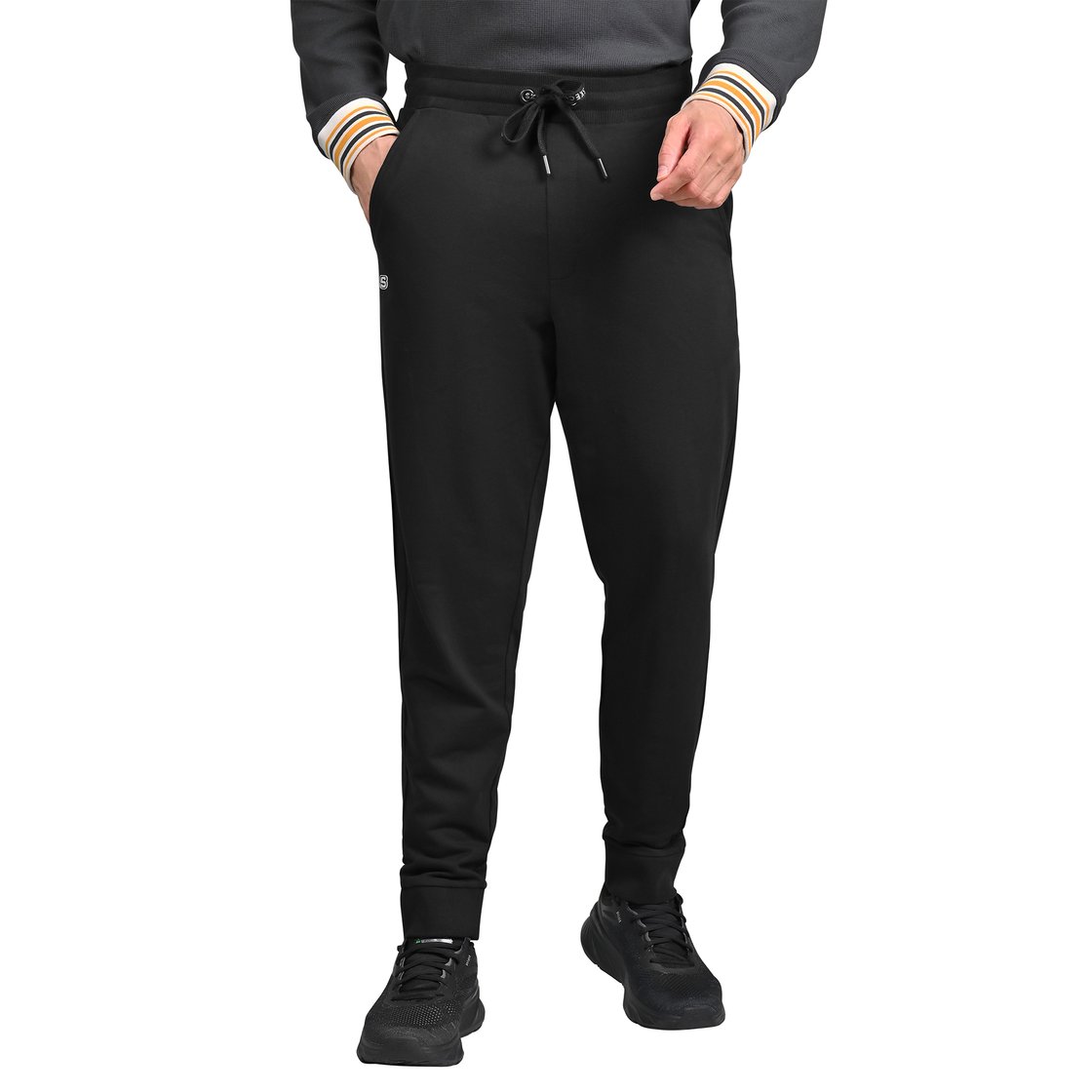 EARTH PEACE JOGGERS, BLACK/CHARCOAL/BLUE Apparel Lateral View
