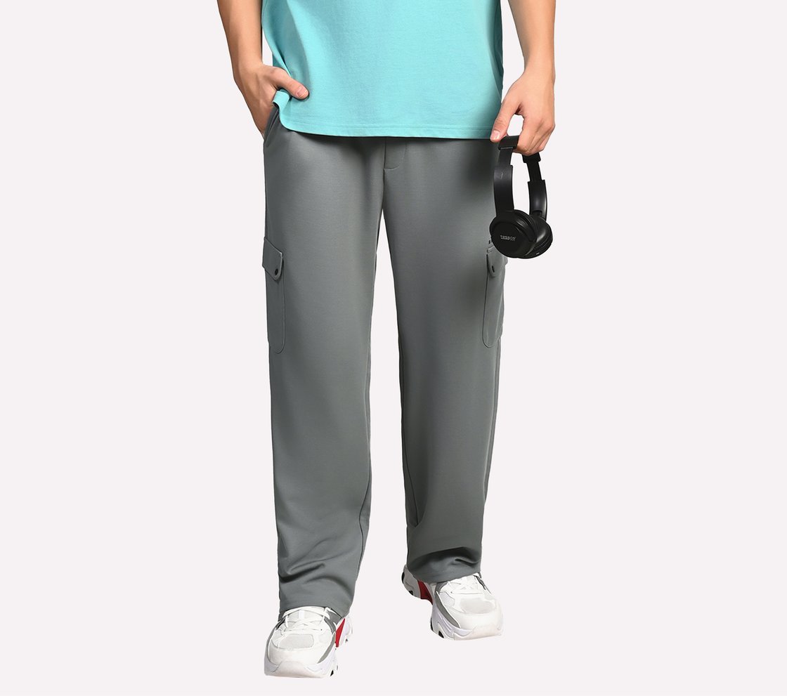 ATHLEISURE CARGO JOGGERS, TAN/CHARCOAL Apparel Right View