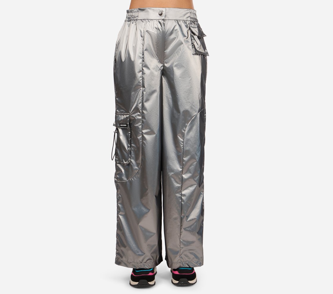 MULTI PANELLED METALLIC CARGO, AQUA/LIME Apparel Lateral View