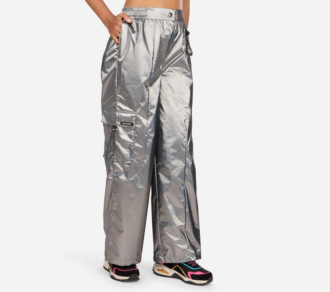 MULTI PANELLED METALLIC CARGO, AQUA/LIME