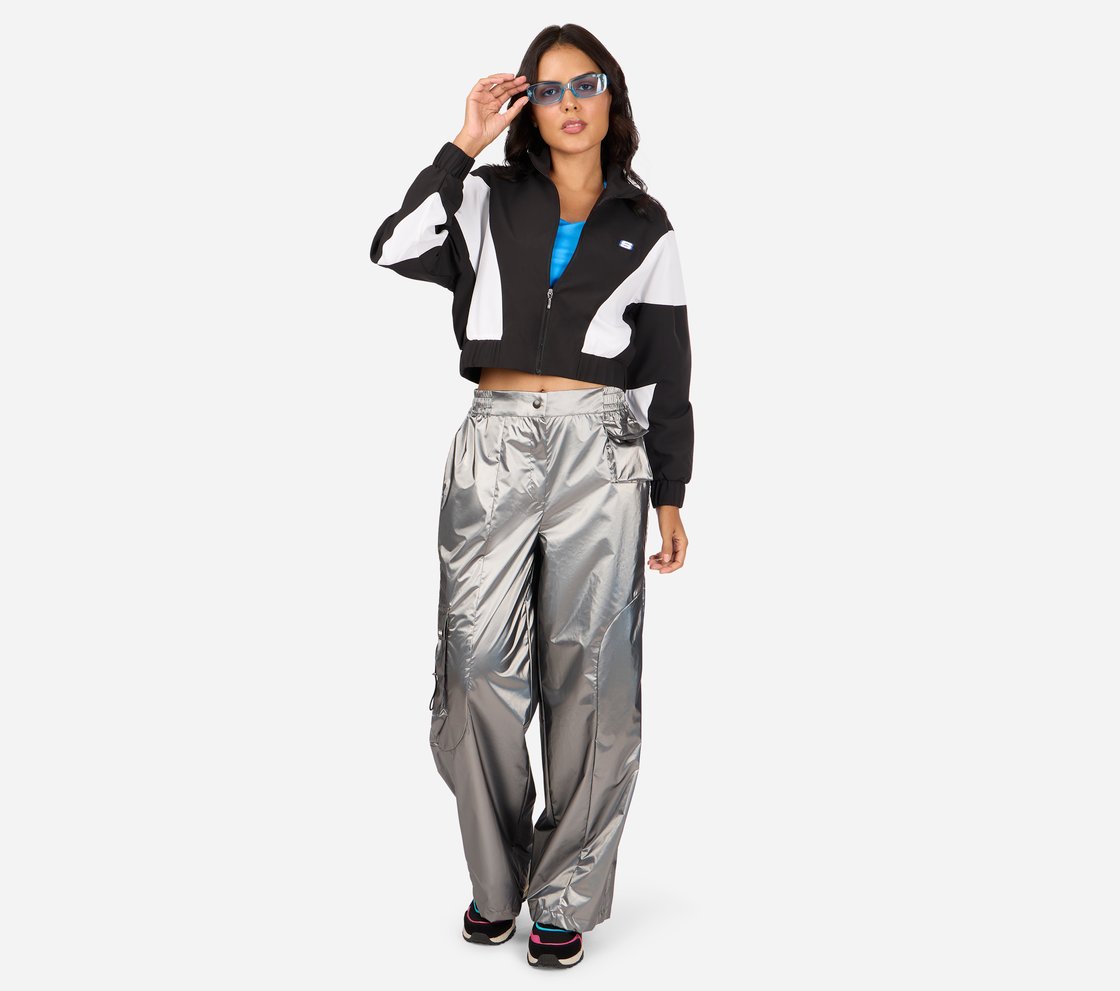 MULTI PANELLED METALLIC CARGO, AQUA/LIME