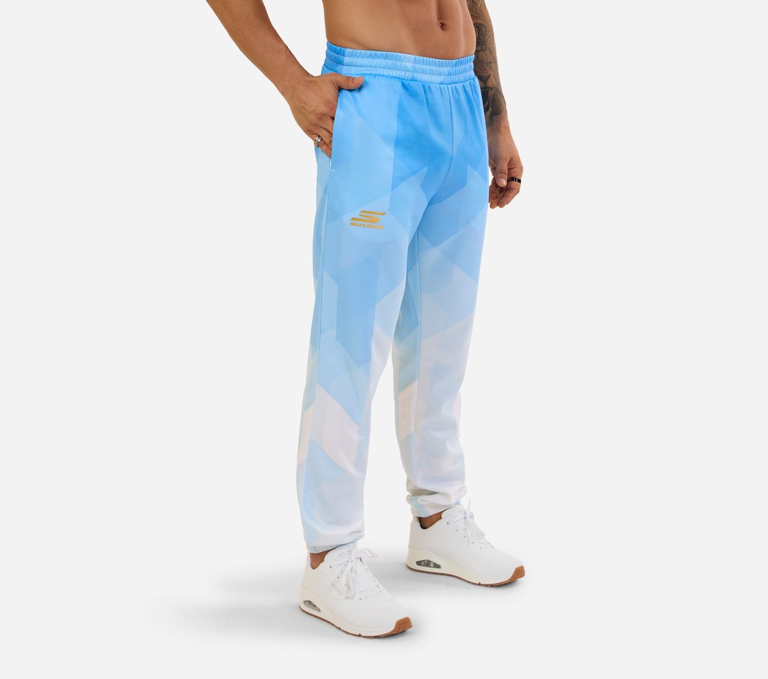 MI FAN PRINTED PANTS, WHT/NVY/BLUE