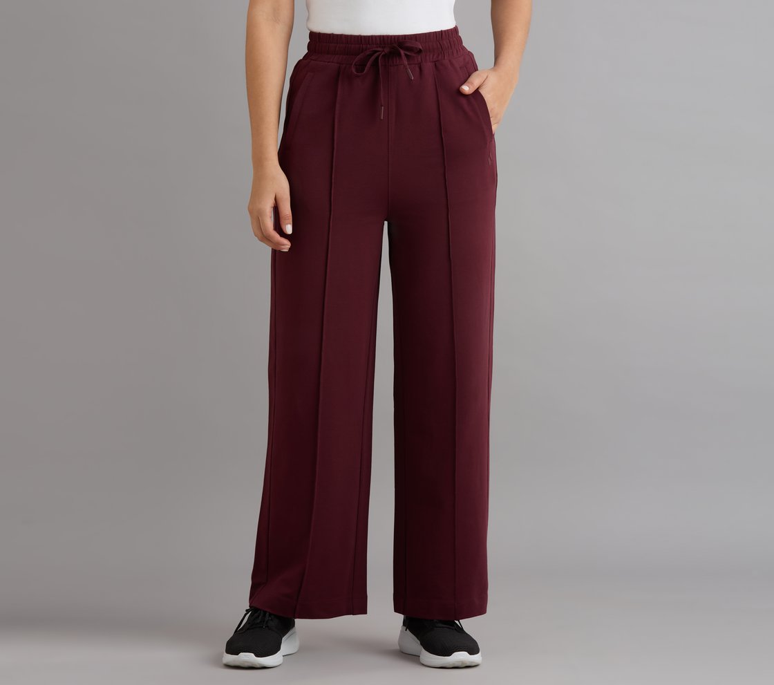 PIN TUCK PANTS, BURGUNDY/PINK Apparel Lateral View