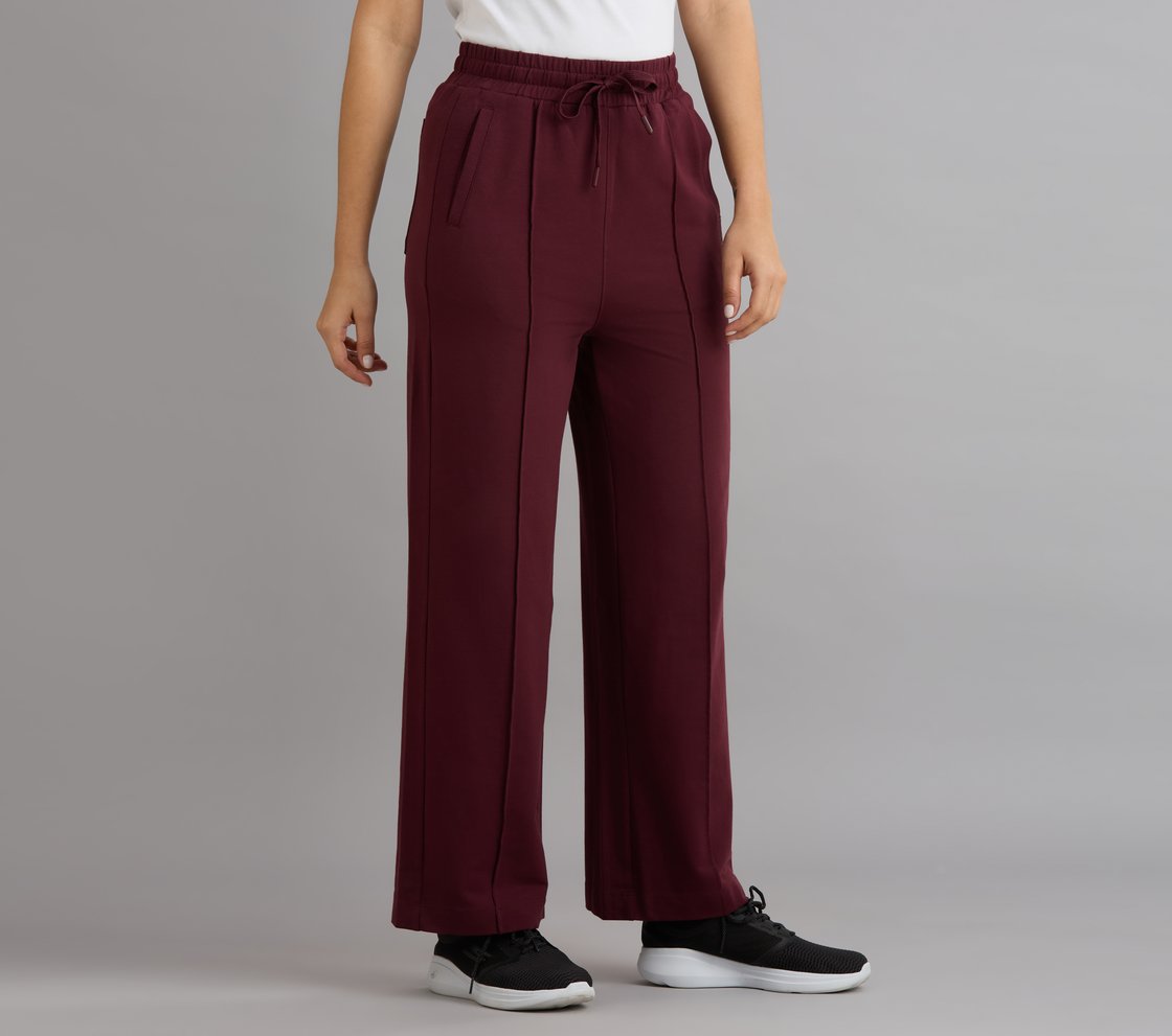 PIN TUCK PANTS, BURGUNDY/PINK Apparel Bottom View
