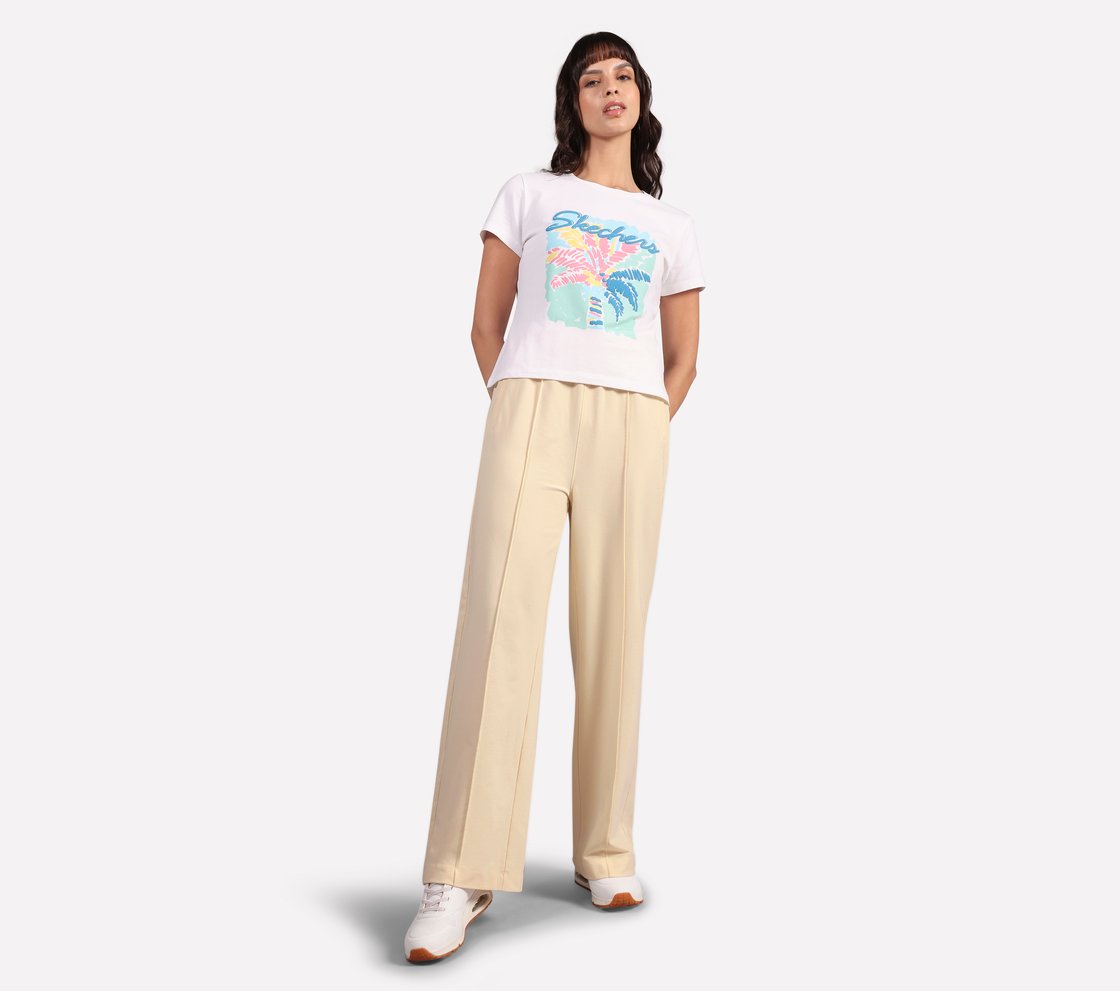 PIN TUCK PANTS, NATURAL/BLUE