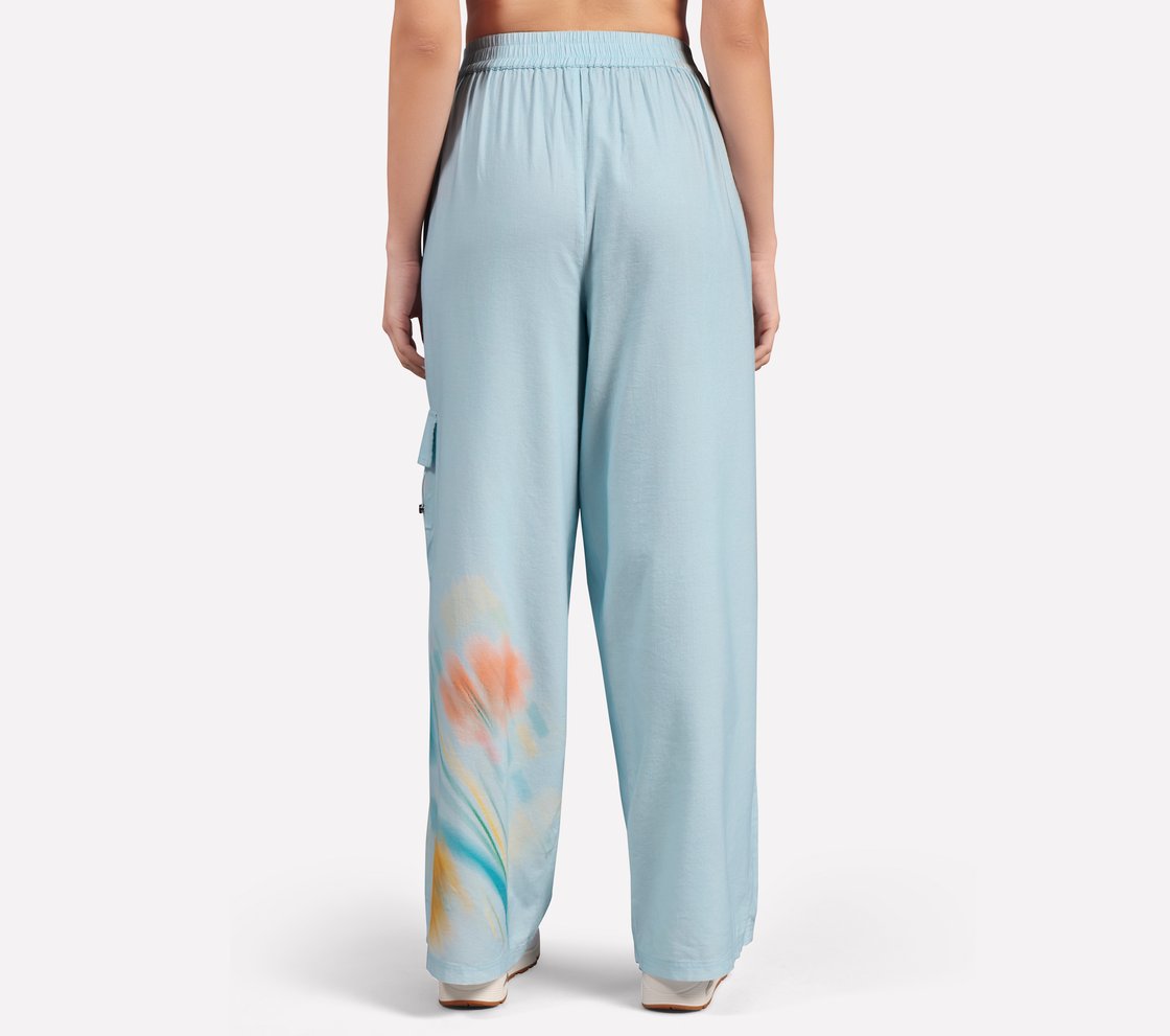 BLURRY FLORAL  PRINT FLARED PANT, WHITE/PINK/LIGHT BLUE Apparel Left View