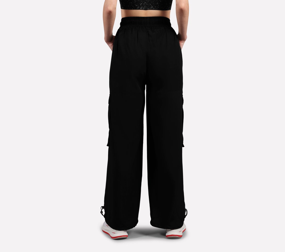FLARED PANTS WITH SIDE BUNGEE, BLACK Apparel Left View