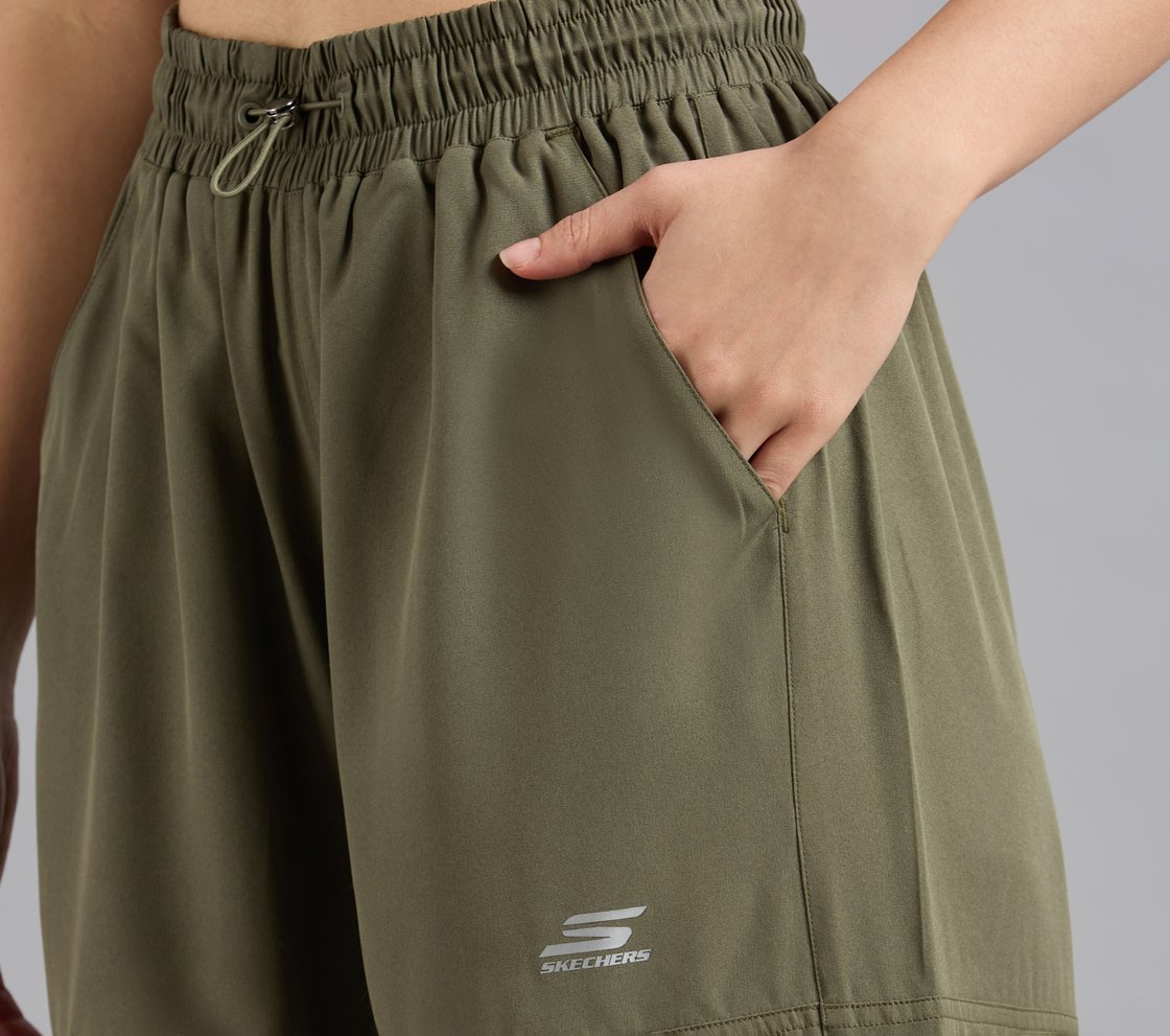 FLARED PANTS WITH SIDE BUNGEE, BROWN/OLIVE Apparel Right View