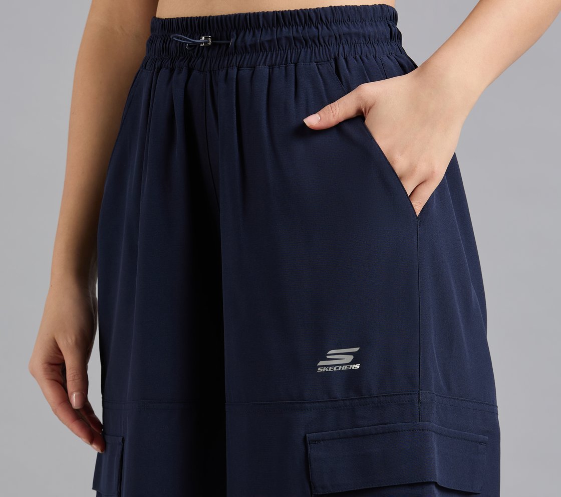FLARED PANTS WITH SIDE BUNGEE, NAVY