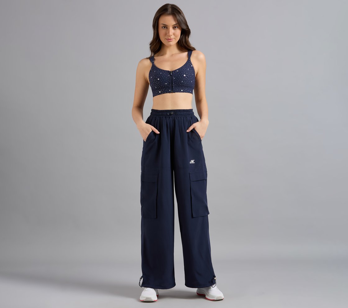 FLARED PANTS WITH SIDE BUNGEE, NAVY Apparel Right View