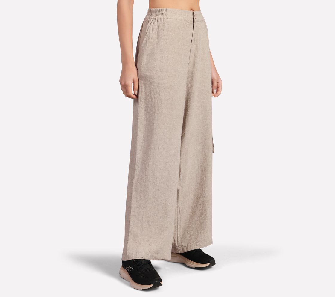 SOLID LINEN BRANDED PANT, BROWN/PINK Apparel Bottom View