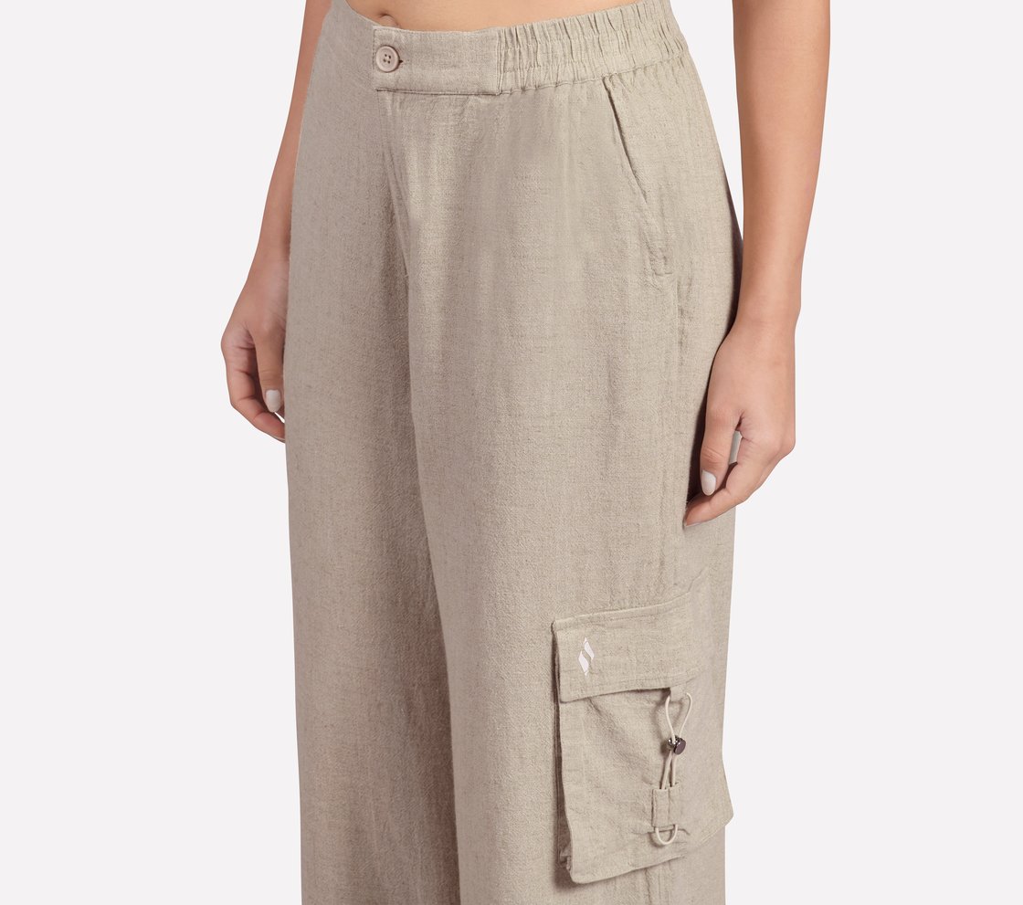 SOLID LINEN BRANDED PANT, BROWN/PINK Apparel Right View
