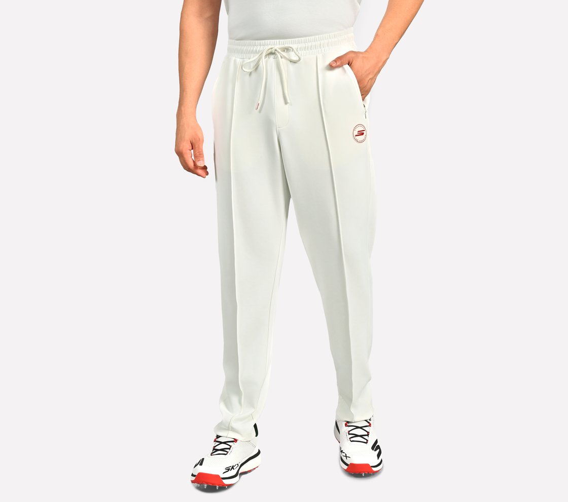 CRICKET PINTUCK JOGGER, WHITE Apparel Lateral View
