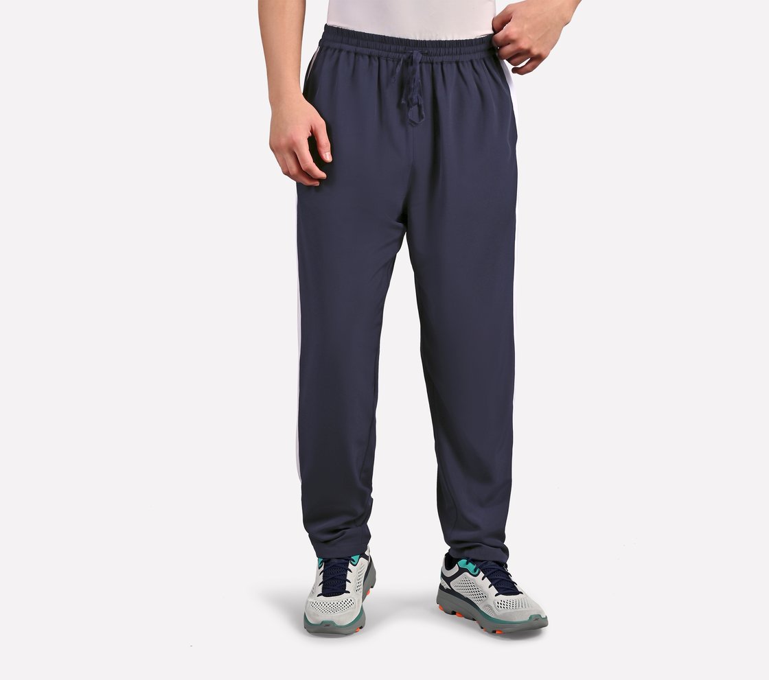 MENS COLORBLOCK TRACK PANT, NAVY Apparel Lateral View