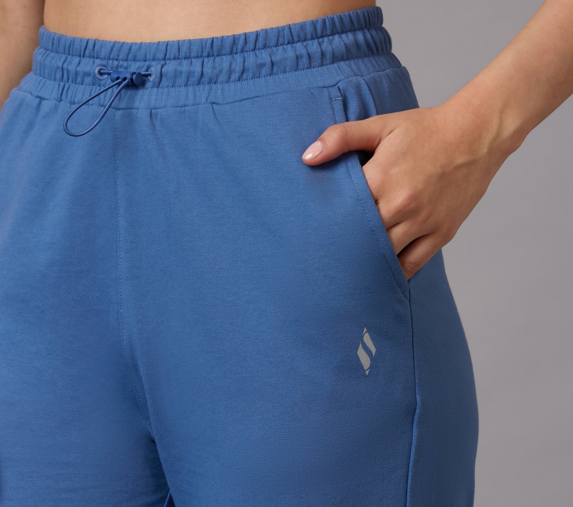 BASIC FIT BRANDED JOGGER, BLUE/MAUVE Apparel Right View