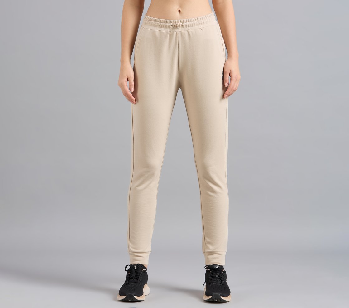 BASIC FIT BRANDED JOGGER, NATURAL/BLUE Apparel Lateral View