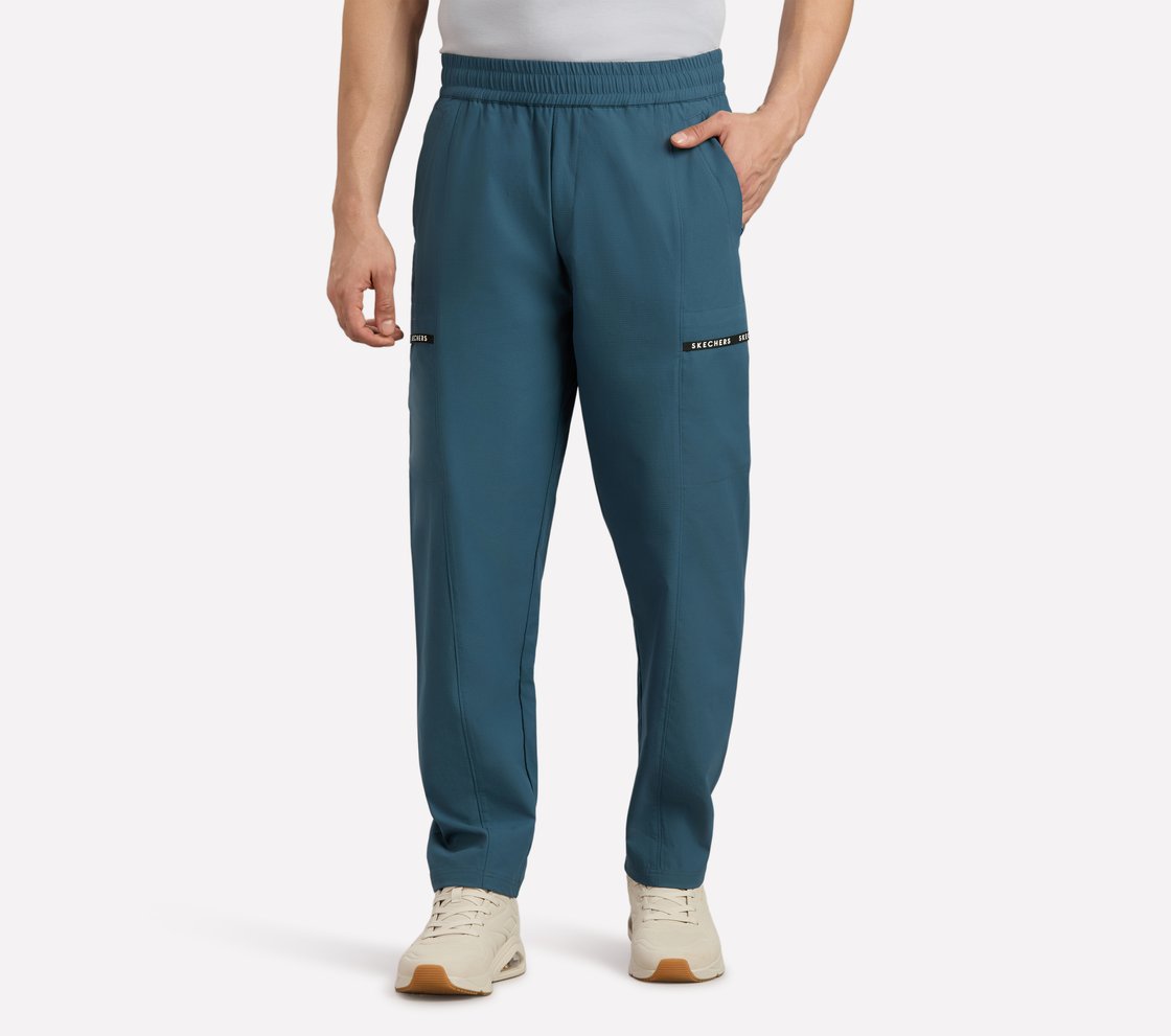 TAPE BRANDING PANEL GOLF PANTS, TAUPE/BLUE