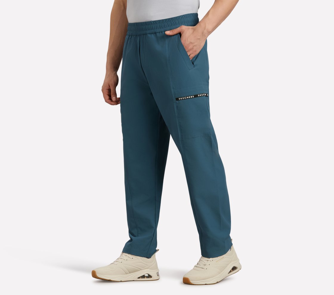 TAPE BRANDING PANEL GOLF PANTS, TAUPE/BLUE