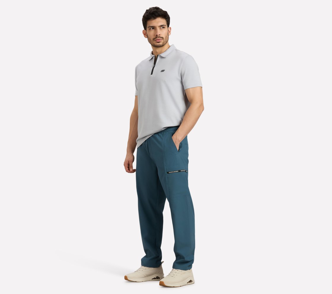 TAPE BRANDING PANEL GOLF PANTS, TAUPE/BLUE Apparel Right View