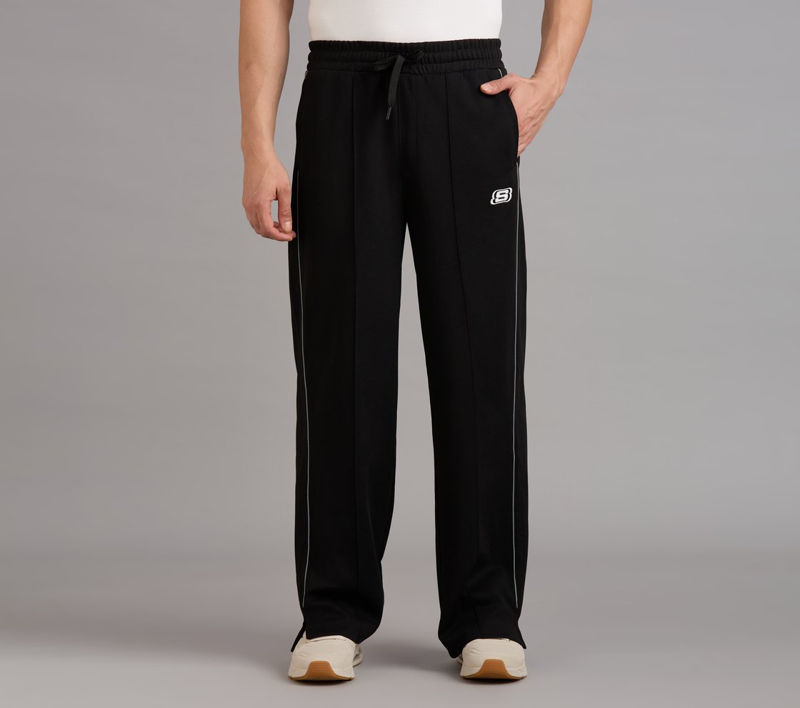 STRAIGHT SIDE SLIT PANTS, BLACK