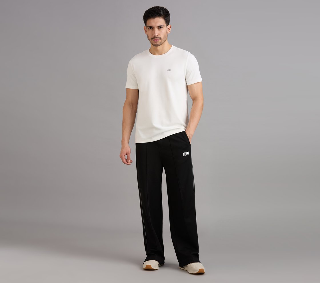 STRAIGHT SIDE SLIT PANTS, BLACK Apparel Right View