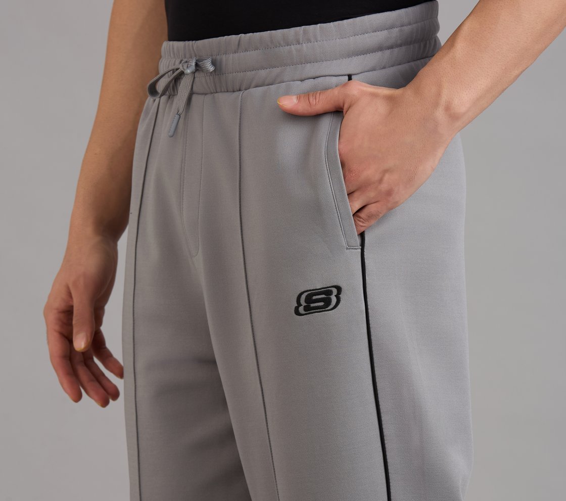 STRAIGHT SIDE SLIT PANTS, CHARCOAL/LT. GRAY Apparel Right View