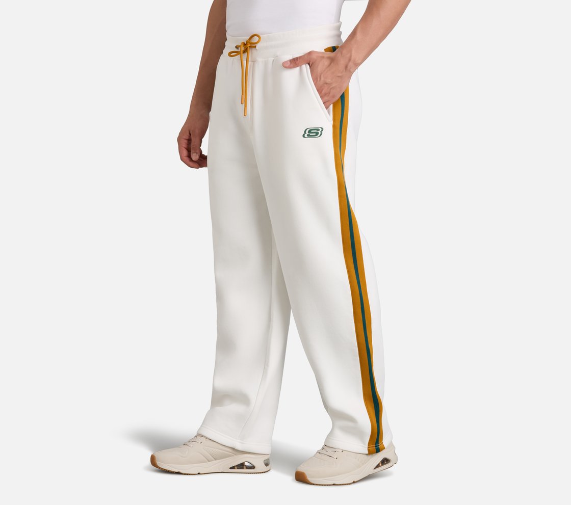 CONTRAST SIDE TAPE PANTS, WHITE Apparel Top View